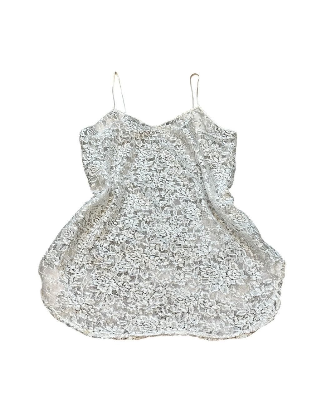 Vintage White Sheer Lace Mini Slip Dress 90s Romantic Cottage Fairycore